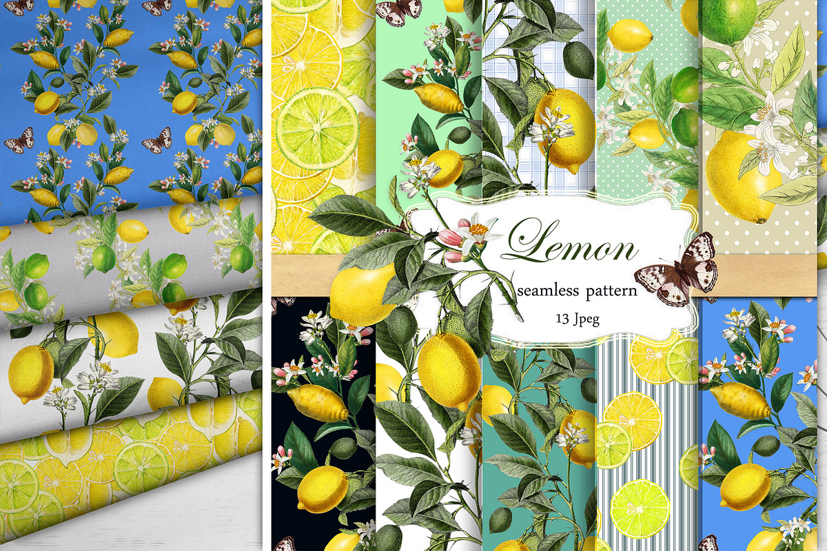 Lemon Pattern Papers, a Pattern Graphic by NastiaDesignsPrints (Photo 1 of 7)