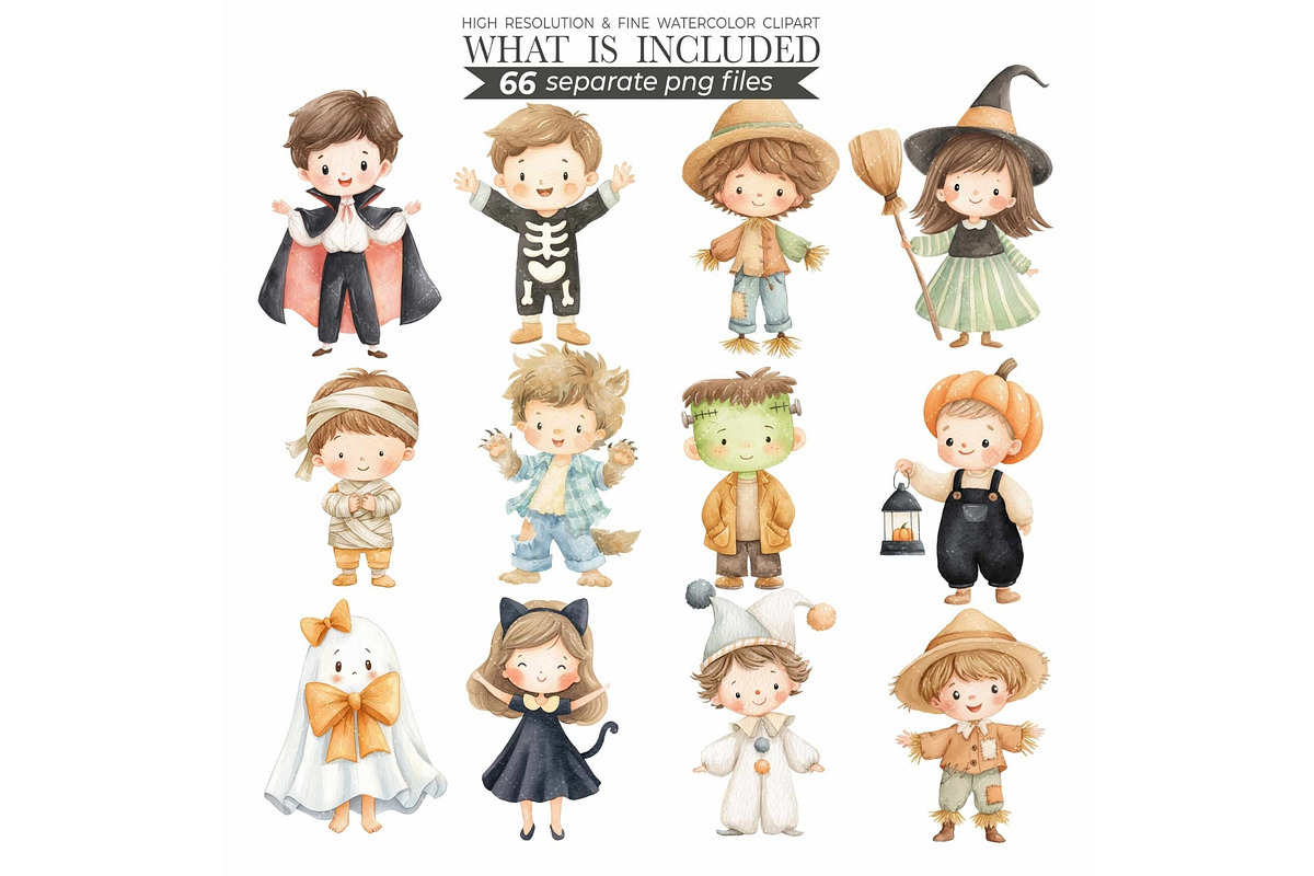 Watercolor Halloween Clipart, an Illustration by CharmClipart (Photo 4 of 8)