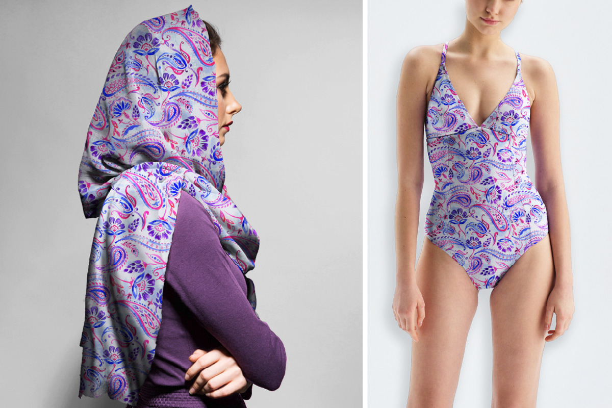 Boho Purple Ethnic Paisley Pattern, a Pattern Graphic by Gullenda (Photo 5 of 6)