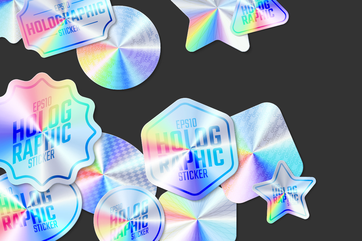 9 Vector Holographic Stickers, an Object Graphic by MaximGertsen (Photo 5 of 6)