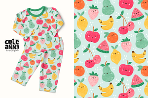 Pattern with funny fruits