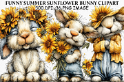 Funny Summer Sunflower Bunny Clipart, a Seasonal Illustration by Canvas Craft (Thumbnail 1 of 6)