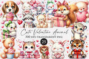 Cute Valentine Animal Clipart Bundle, an Illustration by Designworld (Thumbnail 1 of 5)