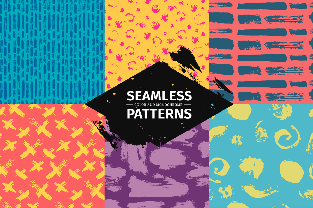 Set funny seamless patterns, a Pattern Graphic by Uniyok (Photo 1 of 3)