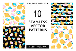 10 seamless summer patterns, banners