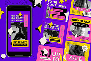 Purple Brutalism Fashion Instagram, a Social Media Template by Aiyari Graphic