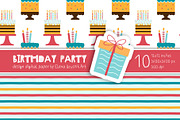 Birthday Party Cartoon Digital Paper, a Pattern Graphic by Elena Dorosh (Thumbnail 4 of 6)