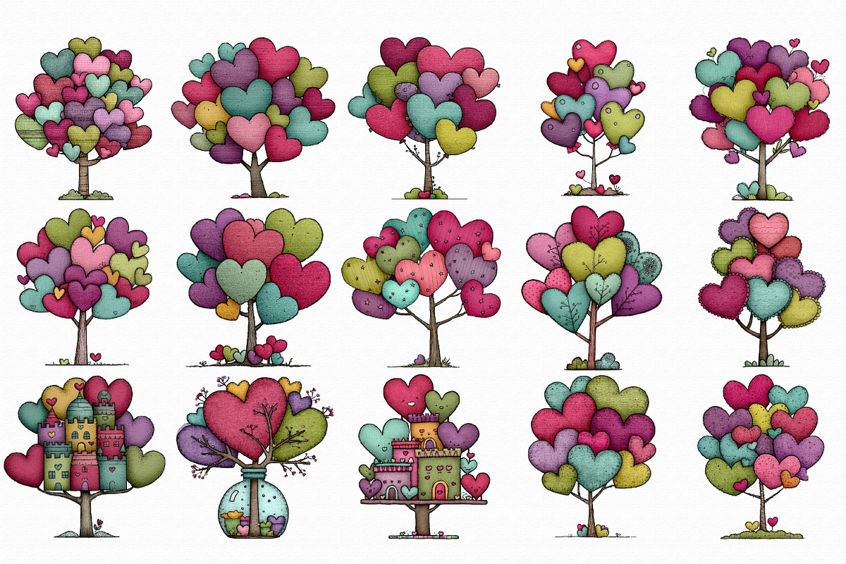 Whimsical Valentines Day Heart Tree, an Illustration by Libby Wishes (Photo 2 of 7)