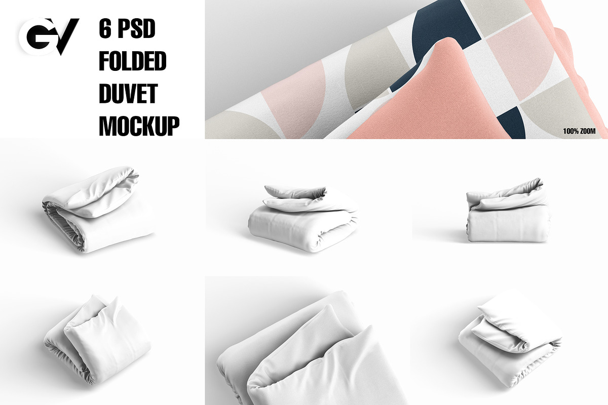 Folded Duvet Blanket Mockup, a Household Mockup by GraphicVil (Photo 2 of 9)