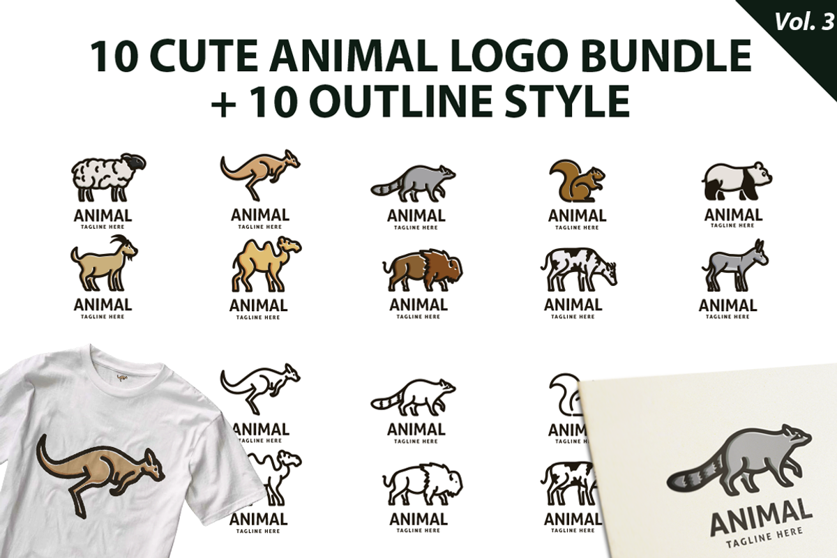 Cute Animal Logo Bundle Vol 3, a Branding & Logo Template by Qilart (Photo 1 of 3)