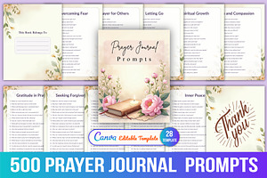 500 Prayer Journal Prompts, a Stationery Template by Designmela01