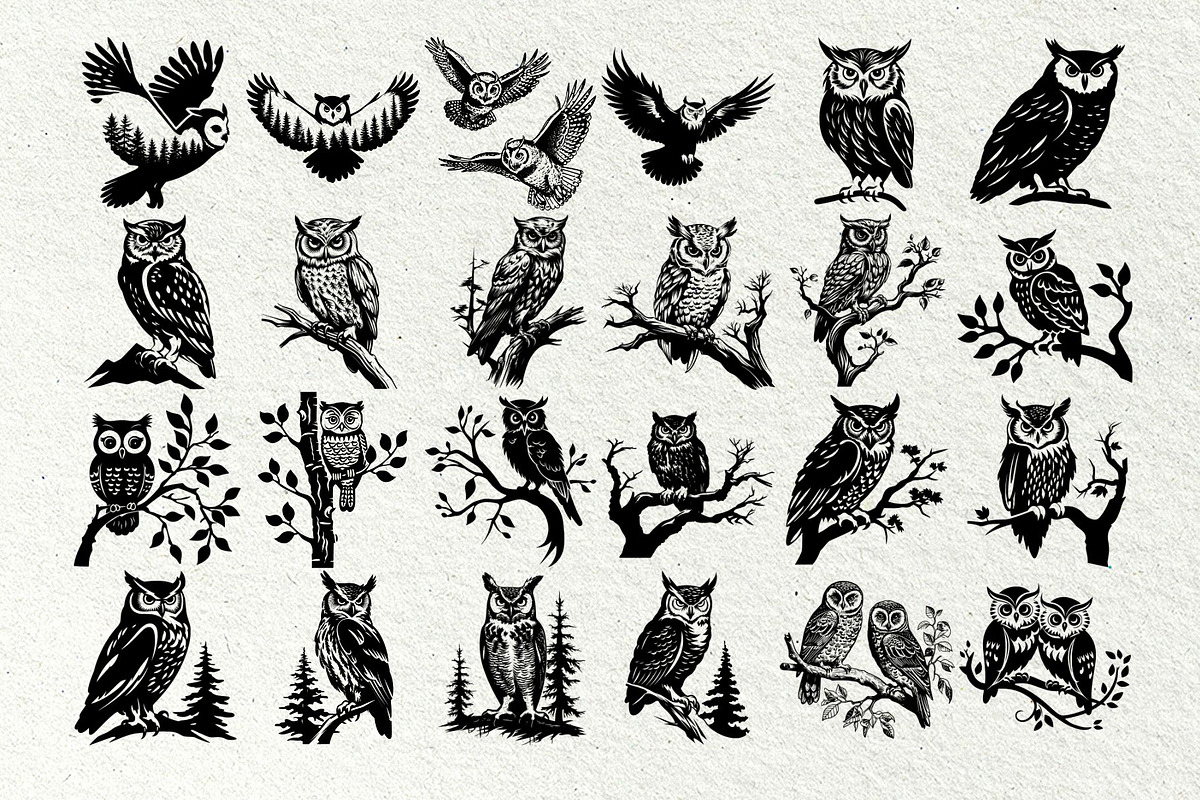 Owl svg bundle. Owl and moon, an Animal Illustration by DENIDigitalArtSudio (Photo 3 of 6)