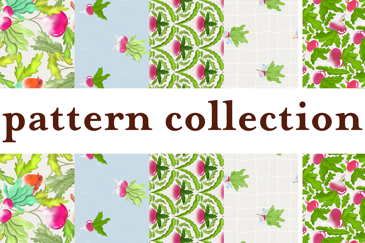 Radish Seamless Pattern Collection, a Pattern Graphic by Little Creative Scribbles (Photo 3 of 10)