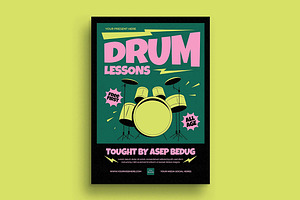Drum Lessons Flyer Template, a Flyer Template by megarez