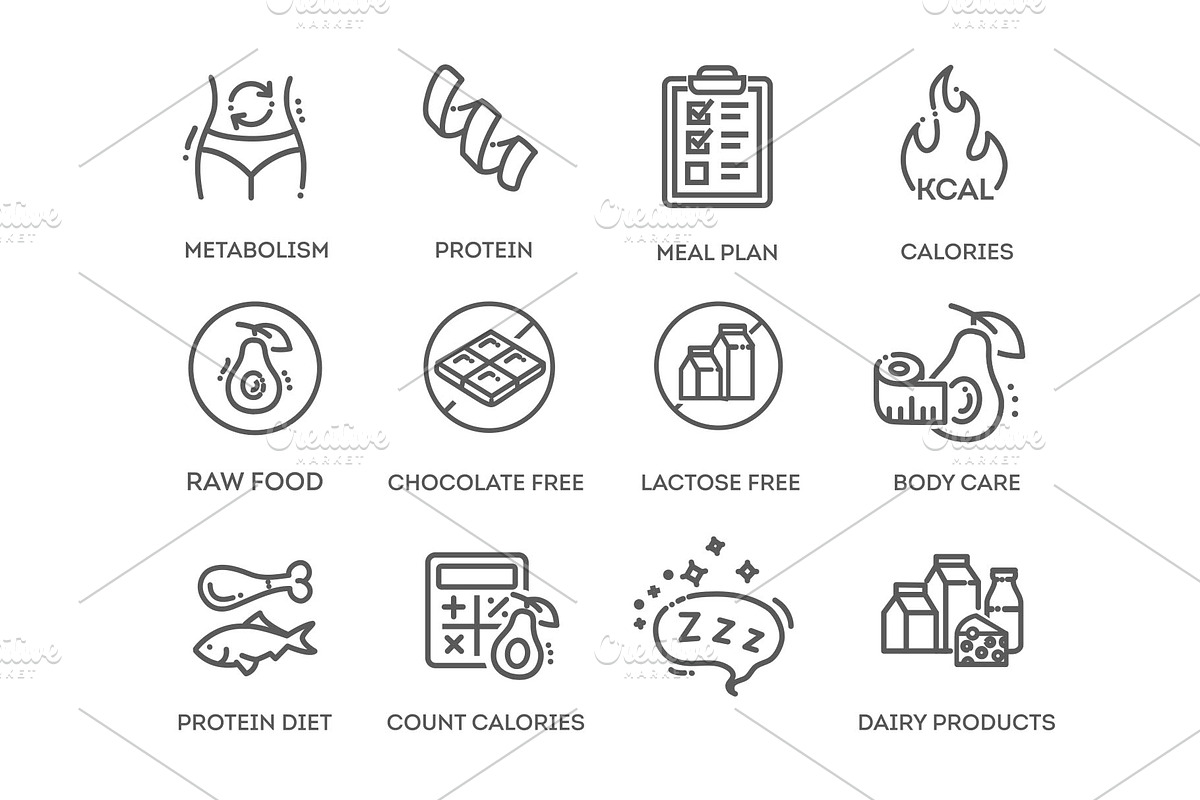 Web Set of Nutrition, Healthy food, a Food Illustration by Tettygreen (Photo 3 of 3)