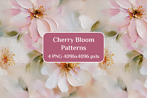 Spring Cherry Bloom Patterns Set