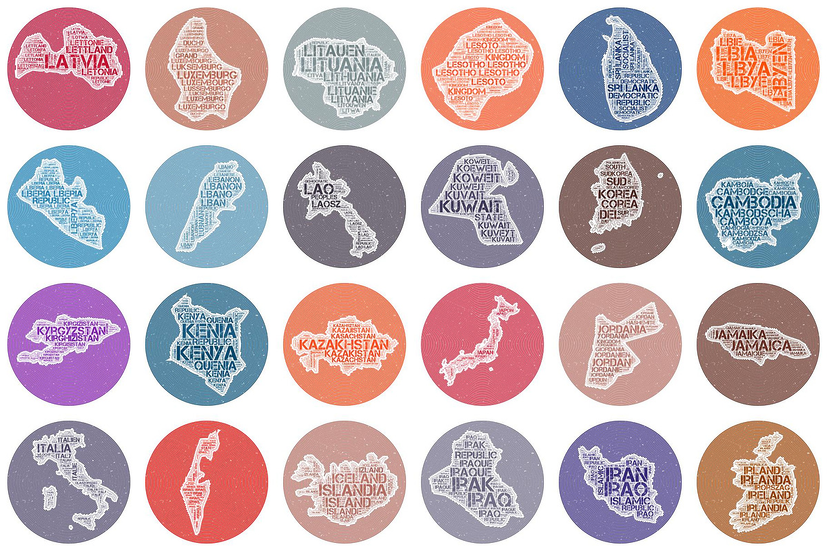 Retro Circular World Countries, an Object Illustration by Eugene Ga (Photo 5 of 7)