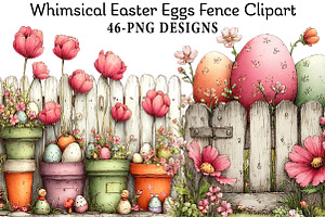 Whimsical Easter Eggs Fence Clipart, an Illustration by Daily.Designs