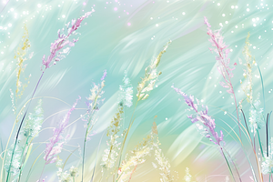 Whimsical Spring Grass And Flowers