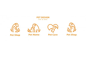 Pet Line Style Logo Design Set