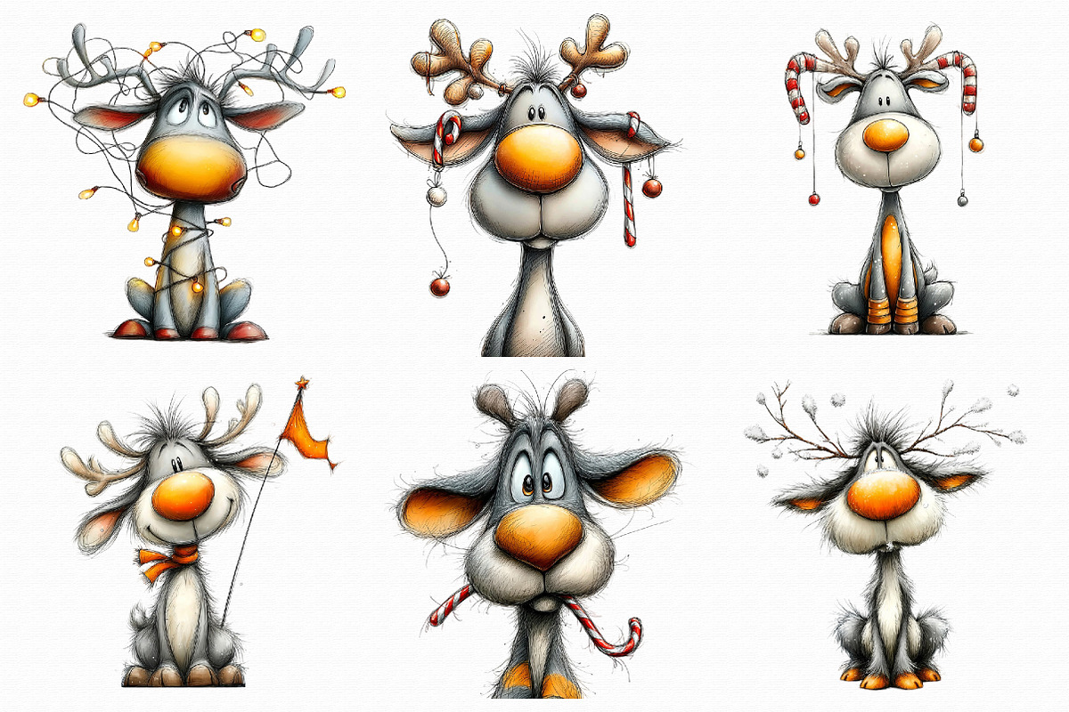 Quirky Reindeer Clipart, an Illustration by Libby Wishes (Photo 4 of 7)