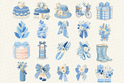 Blue Cottage Charm Clipart Set, an Illustration by DreamCafeArt (Thumbnail 3 of 6)
