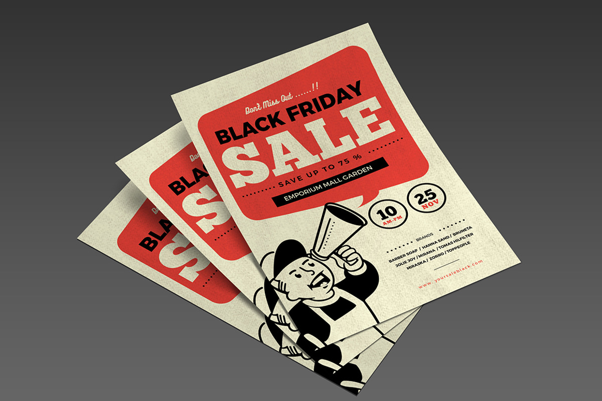 Retro Black Friday Flyer, a Flyer Template by Tokosatsu (Photo 1 of 4)