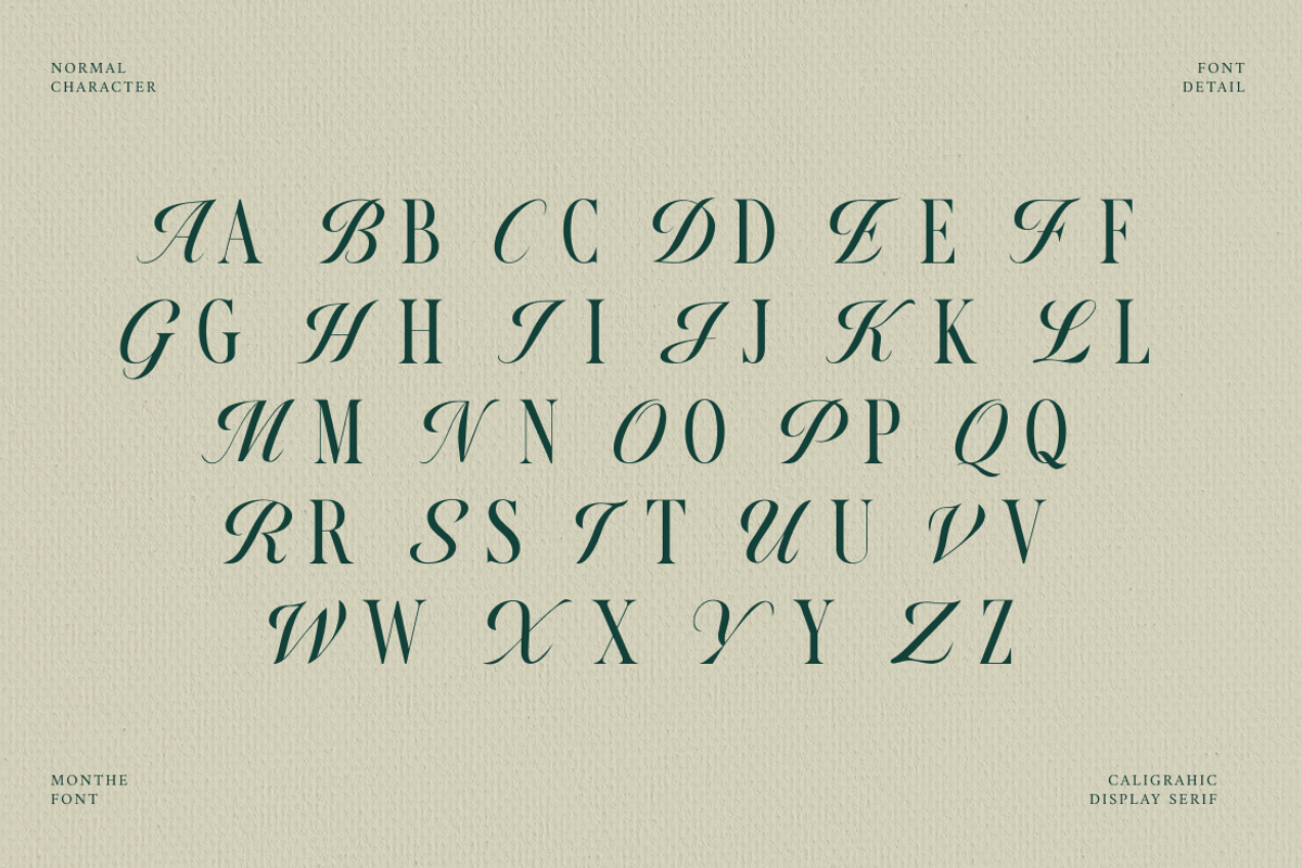 Monthe Calligraphy Serif Font, a Handwritten Font by Rasio Studio (Photo 2 of 11)