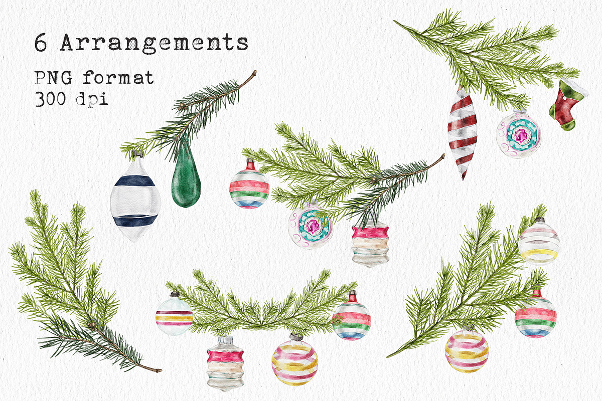 Christmas watercolor clipart set, an Illustration by lilisprints (Photo 3 of 6)