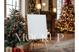 Christmas Sign Mockup with Tree, a Product Mockup by MockupWizard