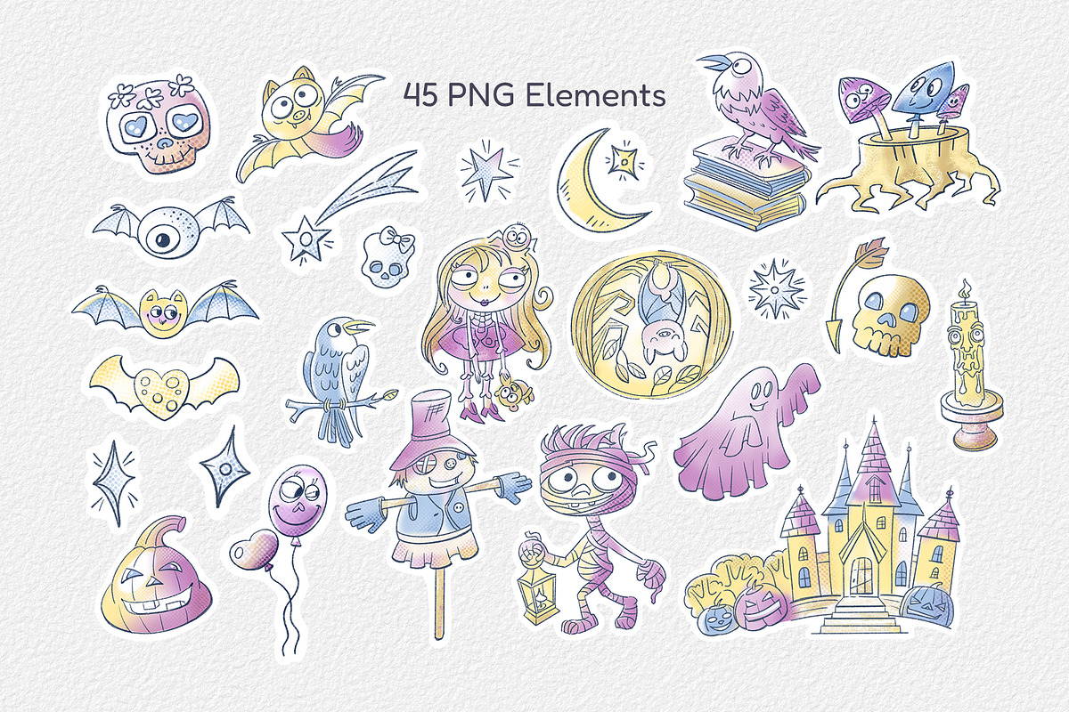Cute Spooky Pastel Halloween Bundle, an Object Illustration by ArtyCats (Photo 2 of 6)