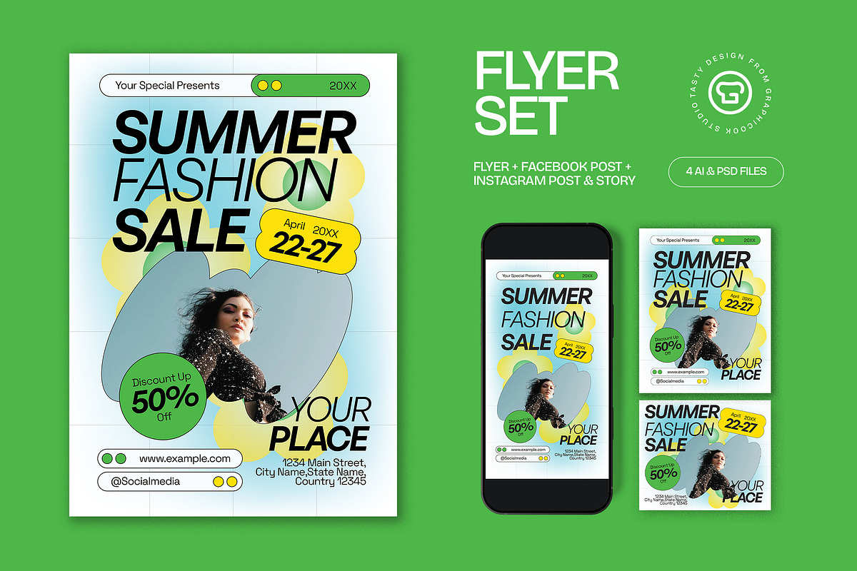 White Blue Bold Summer Fashion Sale, a Flyer Template by graphicook (Photo 1 of 3)