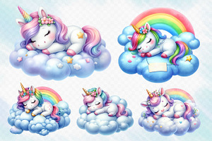 Sleeping Cute Unicorn Clipart