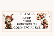 Whimsical Teddy Bear Birthday Clipar, an Illustration by Designworld (Thumbnail 2 of 10)