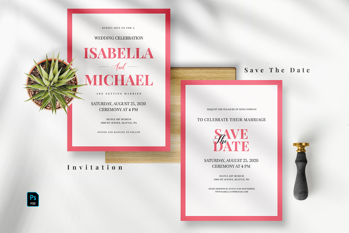 Minimal Pink Invitation Set, an Invitation Template by Azka Creative (Photo 2 of 5)