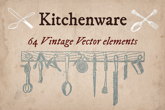 64 Vintage Kitchenware elements preview 6