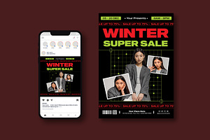 Winter Sale Flyer, a Flyer Template by iDoodle Studio