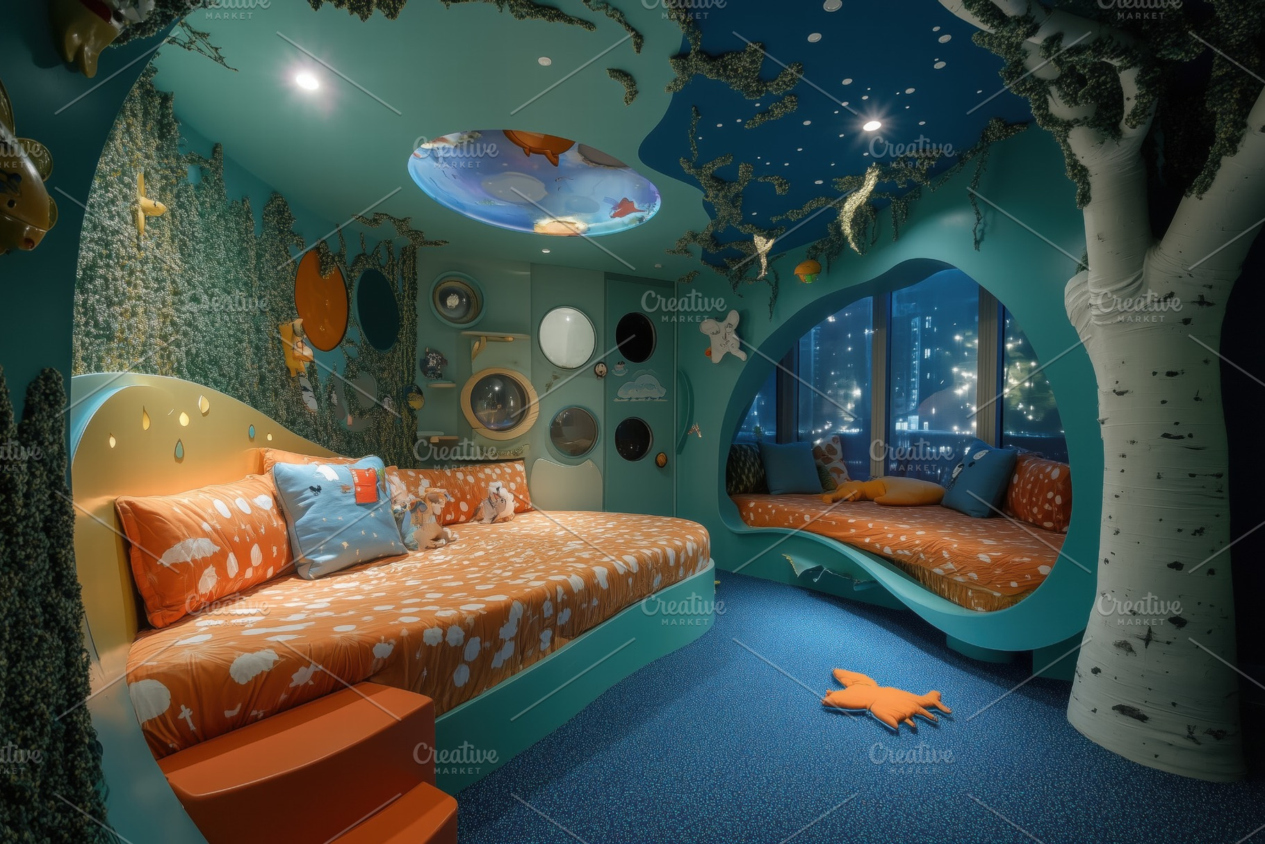 A whimsical children's Contemporary interior design style bedroom ...
