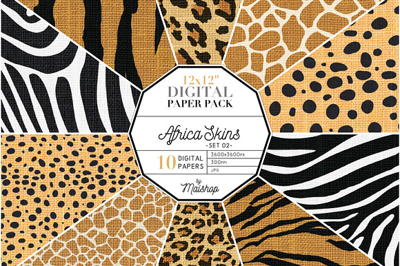 Digital Paper Linen Africa Skins preview 4