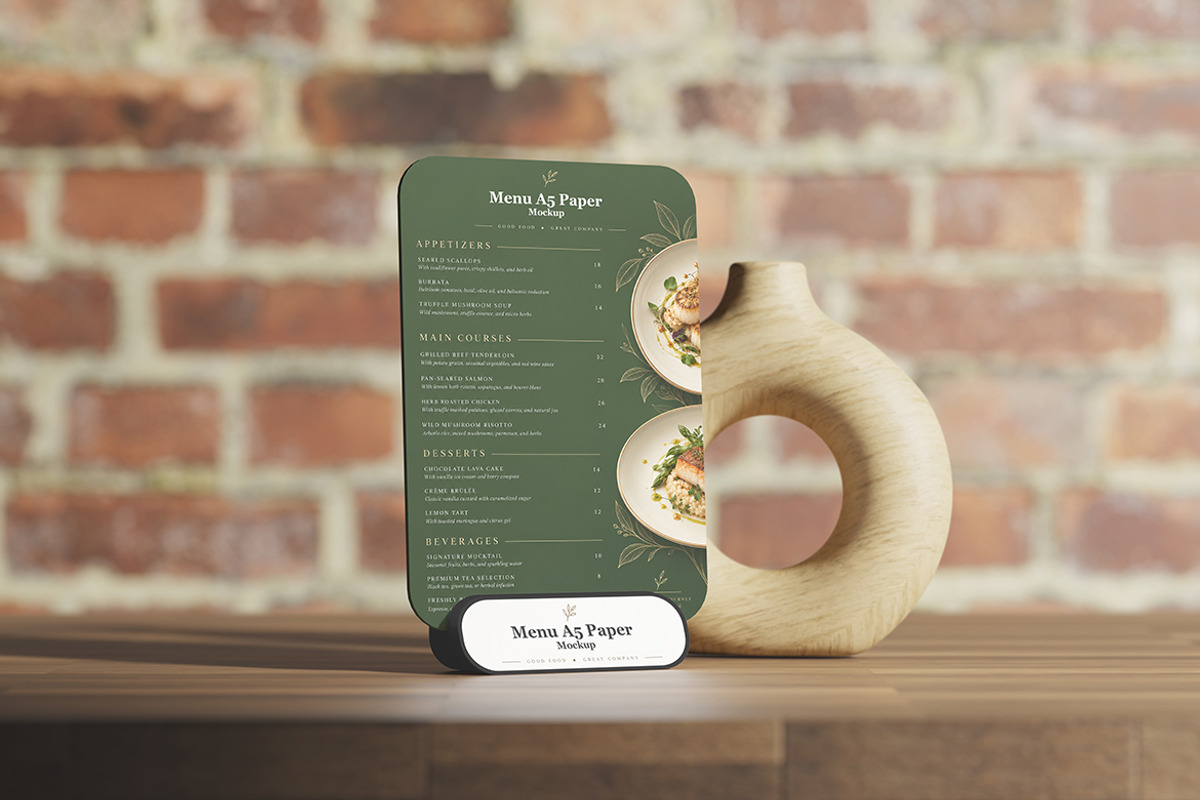 A5 Stand Menu Paper Mockup, an Advertising Mockup by My Code Std (Photo 4 of 5)
