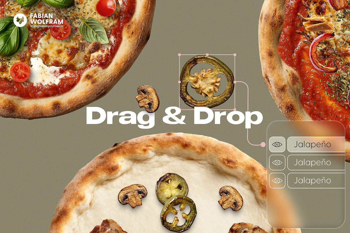 Pizza Build Kit | Modular PSD Mockup, a Product Mockup by Fabian Wolfram (Photo 2 of 8)