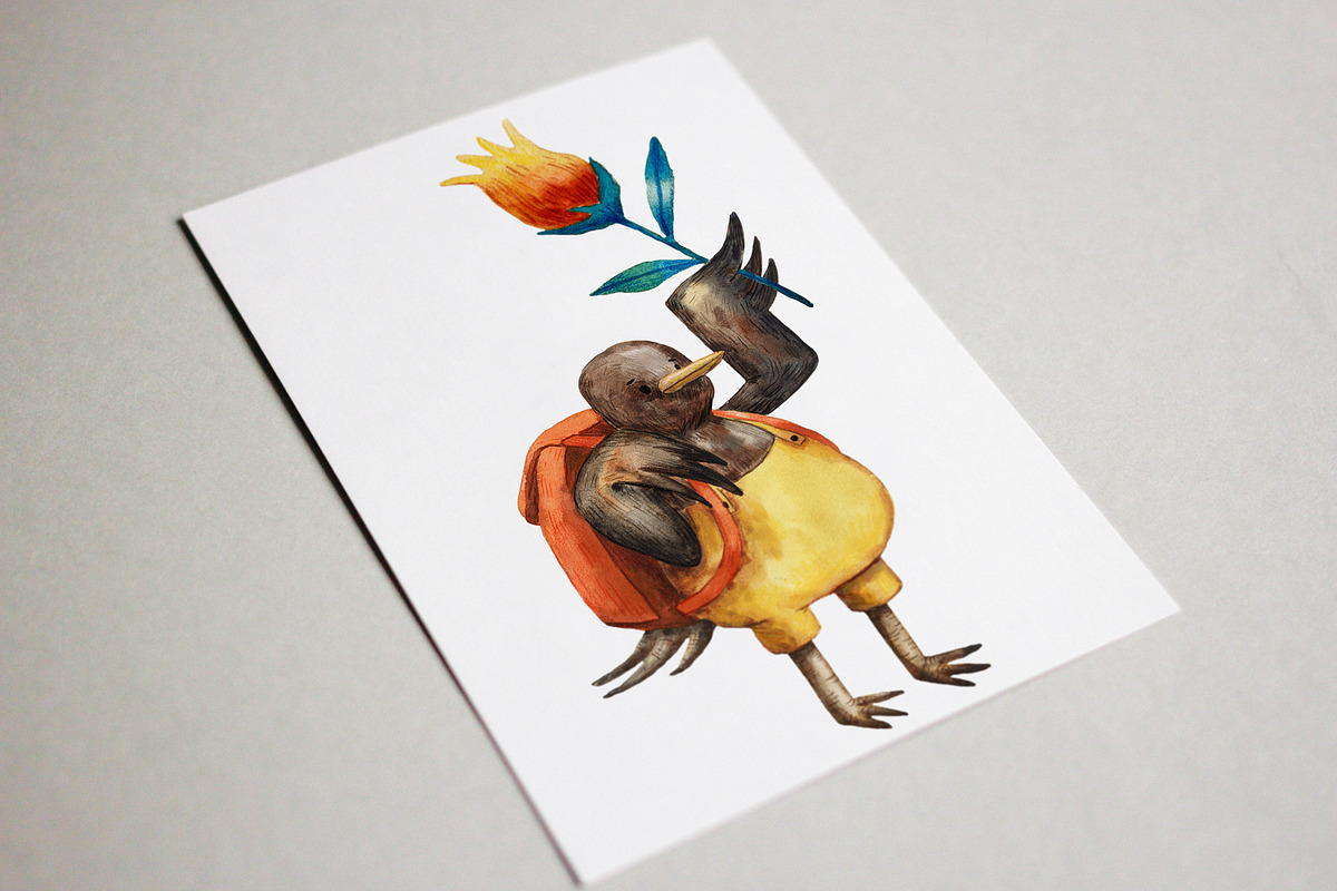 Bird's Birthday - Watercolor Clipart, an Animal Illustration by Mashamashastu (Photo 11 of 12)