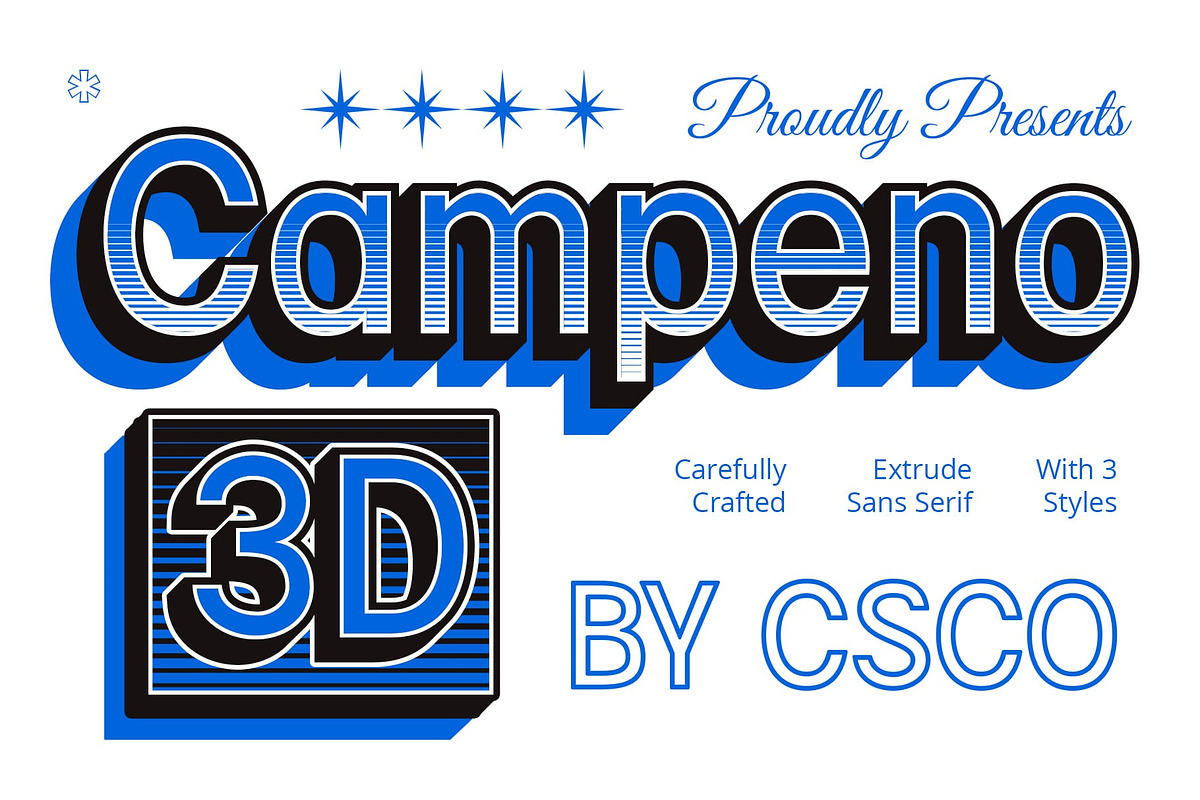 Campeno 3D, a Sans Serif Font by Craft Supply Co. (Photo 1 of 8)