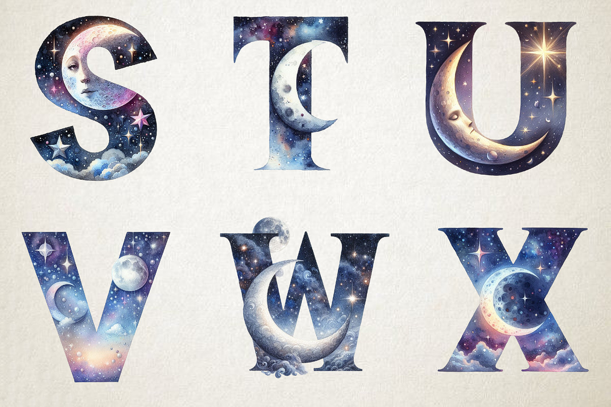 Celestial Alphabet Clipart, an Illustration by RobertsArt (Photo 3 of 7)