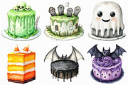 Watercolor Halloween Cake Clipart, an Illustration by Craft Nest (Thumbnail 2 of 6)