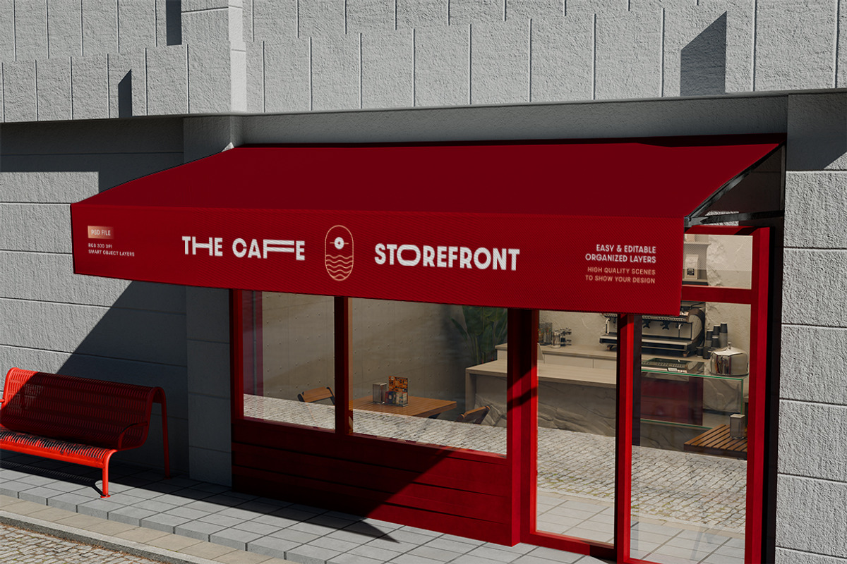 Cafe Storefront Mockup, an Advertising Mockup by Rahardi Creative (Photo 2 of 4)