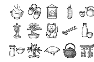 Japanese Culture Icons, an Object Graphic by nikagraphic