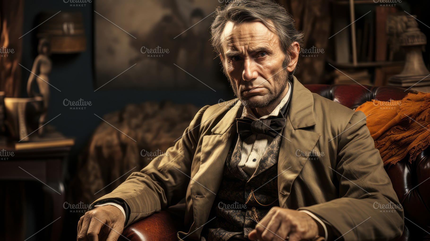 Historical Reenactment Portrait of Abraham Lincoln in a Vintage Setting, a Photo by AS photostudio