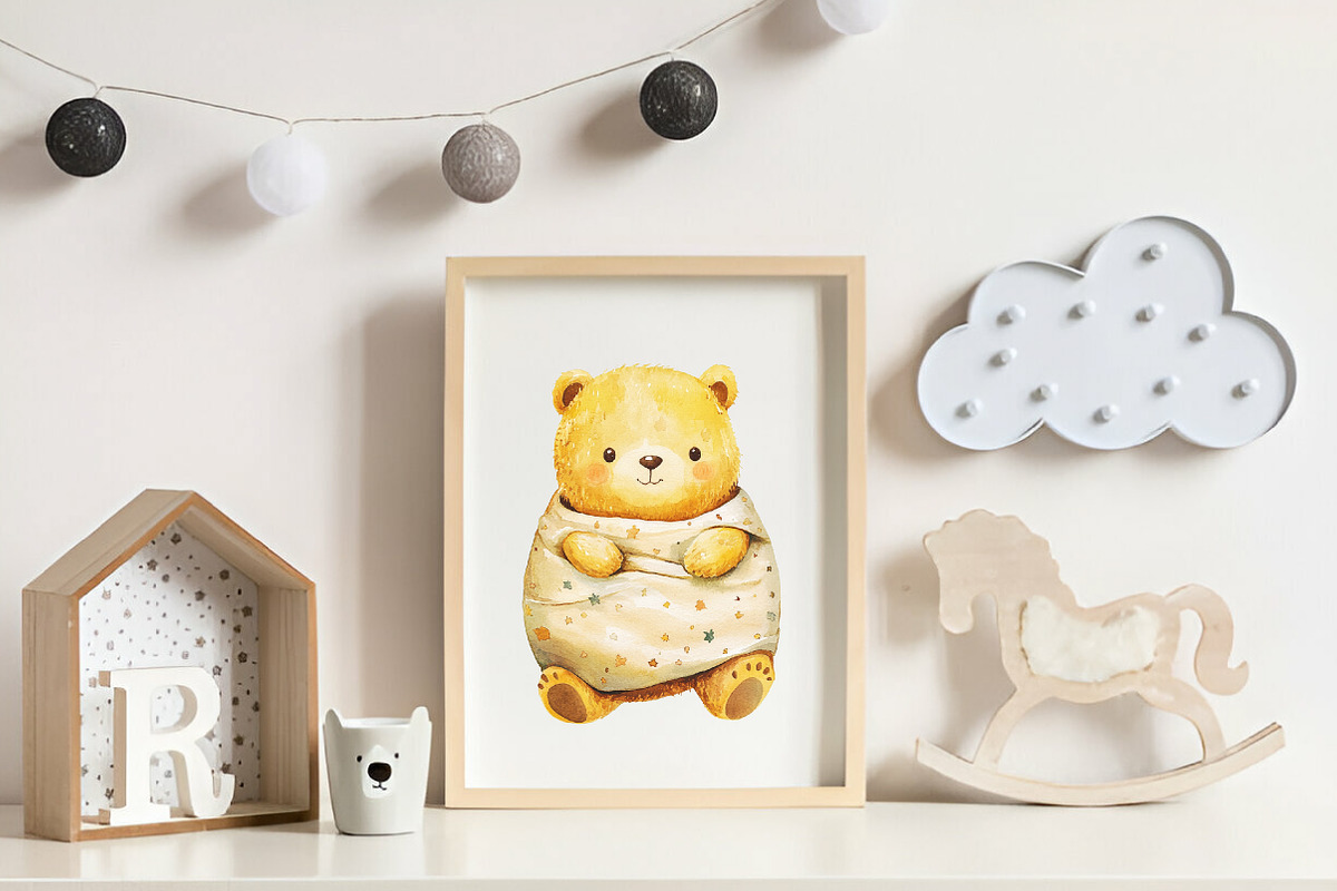 Watercolor Pink Cute Blush Teddy Bea, an Illustration by CreationArt (Photo 8 of 9)