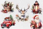 Watercolor Christmas Vintage Clipart, an Illustration by Moon Studio (Thumbnail 4 of 12)